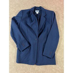 Pendleton Womens 100% Virgin Wool Notch Lapel One Button Suit Navy Blue Blazer 6